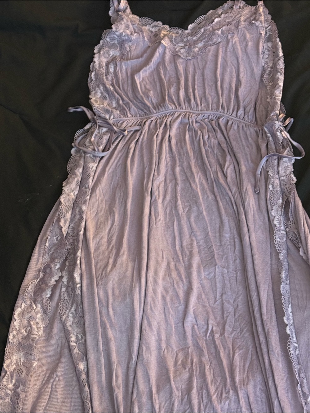 Lavender Lace Trim Maxi Slip Dress